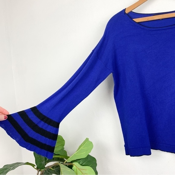 525 America Cobalt Blue Boat Neck Bell Sleeve Lightweight Sweater Sz M - Picture 5 of 7
